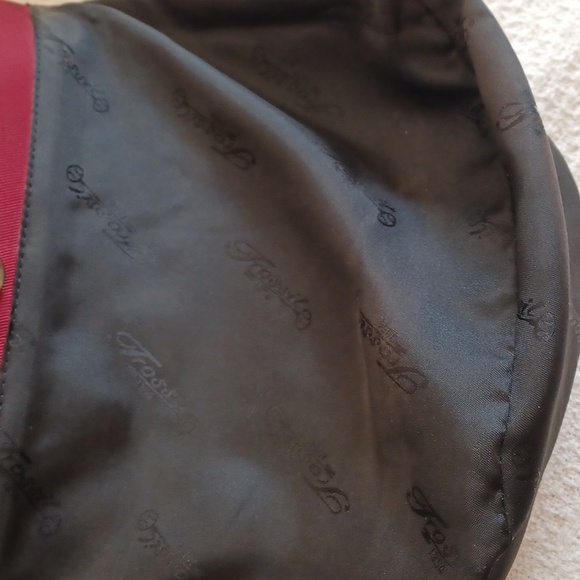 Fossil Vintage Dual Handle Red Nylon & Leather Tote 75082 - Picture 9 of 10